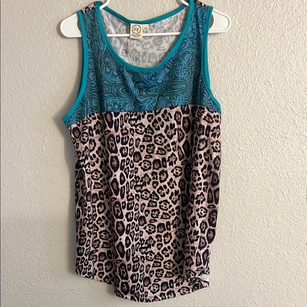 Leopard Print and Teal Women's Tank Top